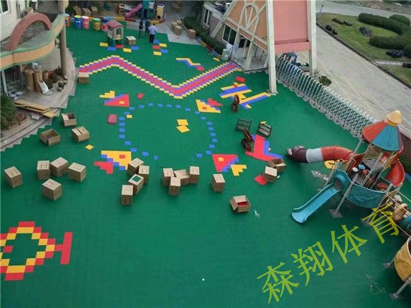 渭南幼兒園體育設施，地面施工